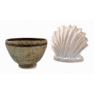 Two pieces of Allan Lowe, including shell shaped wall vase and…