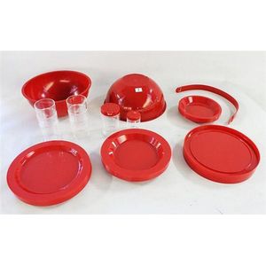 A red 1960's Italian picnic set, for six, by Guzzini,…