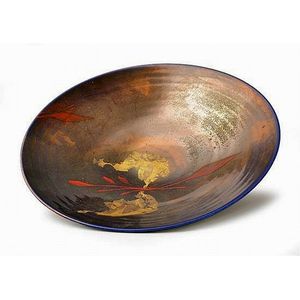 Greg Daly studio pottery plate with gold leaf decoration