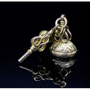 Victorian agate set rose gold fob seal and key both unmarked,&hellip;