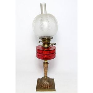 Ruby Glass Parlour Lamp with Twin Burner - Lamps - Kerosene, oil and ...