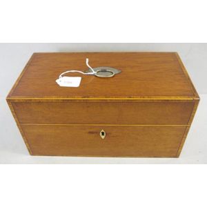 Large late Georgian inlaid casuarina box, with silver plated…
