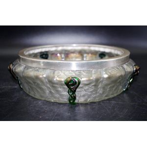 French Art Nouveau Loetz style bowl with a silver plated rim,…