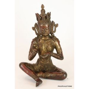 A Sino-Tibetan bronze figure of green Tara. Early 20th century&hellip;