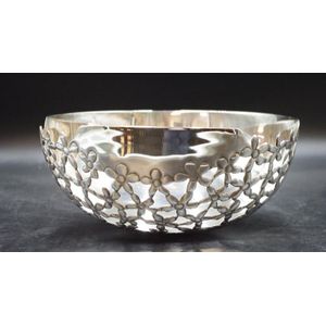 Driade Kosmo pierced floral silver plate bowl diameter 25.5 cm