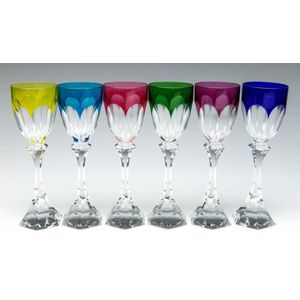 French Saint Louis Crystal Water / Wine Glass Service / 12 People