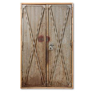 Pair of double doors, metal with decorative handles. Czech, c…