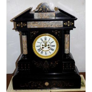 French Black Slate Mantle Clock, 8-Day Movement - Clocks - Marble ...