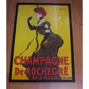 French Champagne De Rochecre poster framed, 94 cm x 64 cm