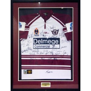 Sold at Auction: Manly Warringah Sea Eagles jersey, large collection of  team signatures, player signatures to front, also comes with a framed Sea  Eagles and Winfield Cup for Final 1995 NRL Cap