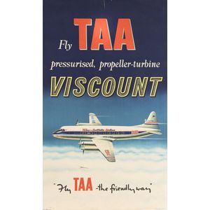 c1954 poster 'Fly TAA pressurised, propeller-turbine…