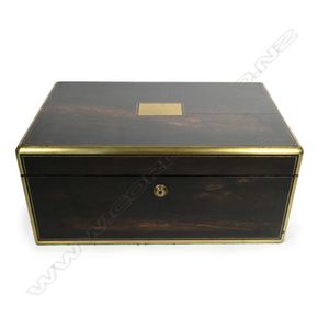 A 19th century coromandel wood writing slope, with brass…