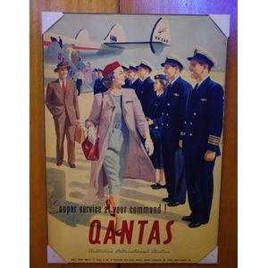 QANTAS 'super service at your command!' poster, mounted on MDF…