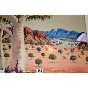 Oscar Namatjira 'Central Australian landscape', watercolour,…
