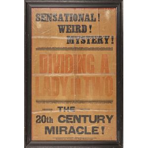 A framed 'Dividing a lady in two' original poster and 'The…