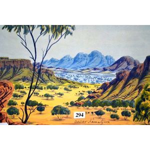 Oscar Namatjira 'Central Australian landscape', watercolour,…