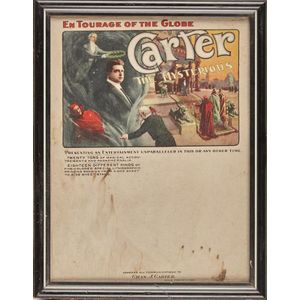 A 'Carter the Mysterious' framed poster, showing five colour…