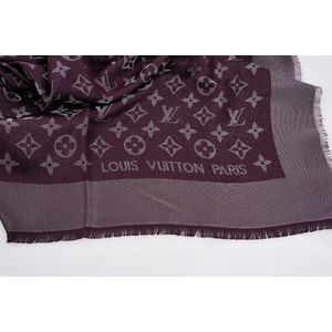 Louis Vuitton Royal Blue Monogram Silk & Wool-blend Shawl