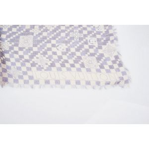 LOUIS VUITTON Damier Azur Blue Ivory Etole Alize Scarf Shawl Stole Cashmere  Silk