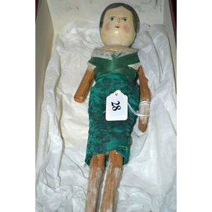 Late 19th century Dutch 12 inch wooden 'peg jointed' doll, not…
