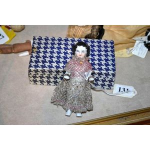 China Frozen Charlotte 4 1/4 inch doll with pink face, hands…
