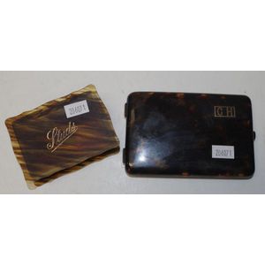 Antique tortoiseshell cigarette case with applied gold initials…