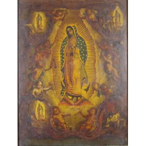 Vintage framed Orthodox icon painting Madonna, ghesso on metal,…