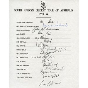 1971-72 South African Team to Australia (Tour cancelled due to…
