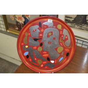 Bernard Hesling Vitreous enamel circular plaque, signed below,…