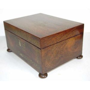 Regency lady's rosewood workbox with ornate brass inlay, the…