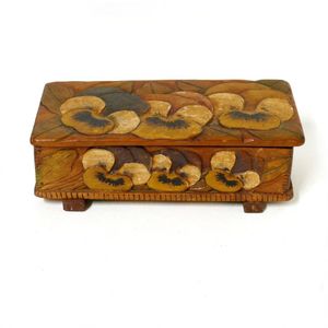 A Jane Brenkley New Zealand Folk Art trinket box, carved and…