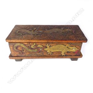 A Jane Brenkley carved 'Friendship' box, the hinged lid and…