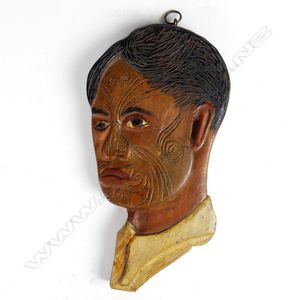 A Jane Brenkley carved and painted portrait bust of a young…