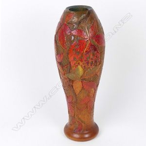 A Jane Brenkley turned and carved vase, relief carved with…