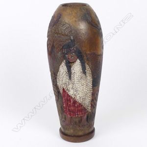 A Jane Brenkley turned and carved vase, low relief carved with…
