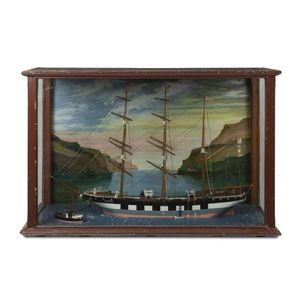 Glengarry' model three mast ship in case with hand-painted…