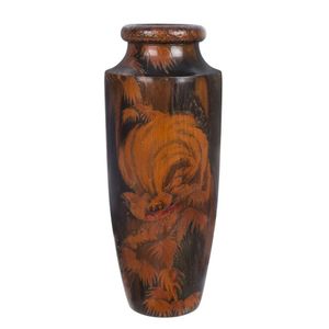 Bird of paradise Australian pokerwork vase with original foil…
