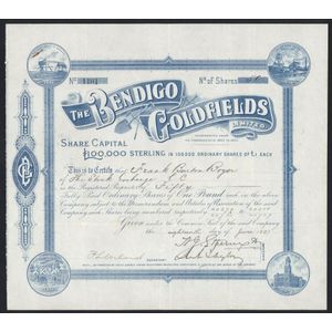 Australian goldfields share certificates including 'The Bendigo…