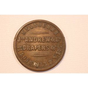 Trade token, JNO Andrew & Co. Drapers, 11 Lonsdale St West…