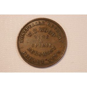 Trade token, W.D. Wood Wine and Spirit Merchant Montpelier…