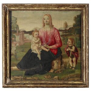 The Madonna and Child with Saint John in a landscape in the…