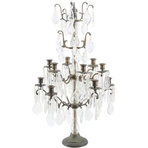 A Louis XV style crystal and brass candelabra, 20th century,…