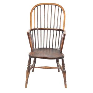 Windsor armchair elm and yew, late 19th century, spindle back,&hellip;