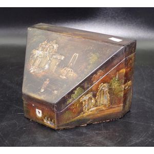 Antique hand decorated lacquer desk tidy hand decorated lid and…