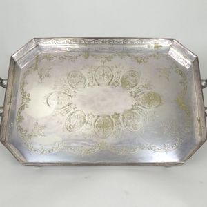 A large Victorian silver plated butler's tray, oblong shape…