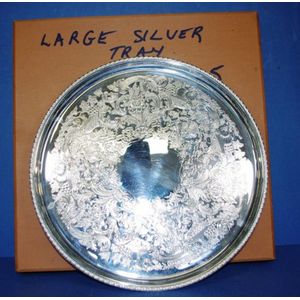 Quality English silver plated circular tray, retailed by Hardy…