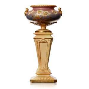 Iridescent Royal Worcester Vase with Gilt Floral Spray - Royal ...