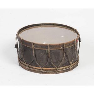 A vintage drum form coffee table with glass top, Continental,…