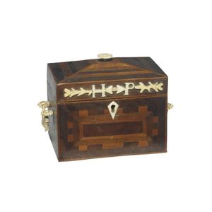 An Australian ivory mounted specimen wood tea caddy, circa 1840,…