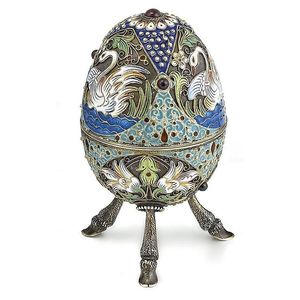 Russian Enamel Garnet Egg-Shaped Vessel with Swan Design - Russian ...